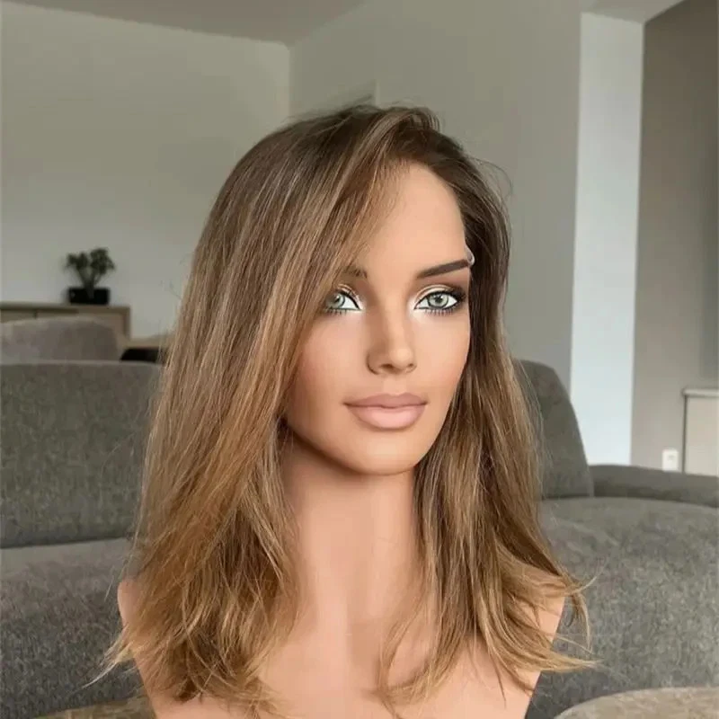 Perucas Balayage caramelo mel marrom bob raiz marrom 100% cabelo humano renda frente perucas - Imagem 4 de 4