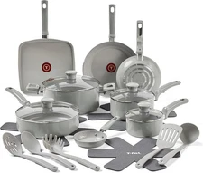 T-Fal Refresh Ceramic Pots and Pans Set, 20Piece Nonstick Cookware Set, Stockpot