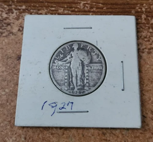 1927 p 90% silver standing liberty quarter