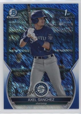 2023 Bowman Chrome Prospects Blue Shimmer Refractor 4/150 Axel Sanchez w1s