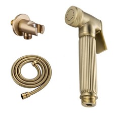 Brass Hand Held Bidet Shattaf Sprayer Kit Brushed Gold Douche Shower Head Holder