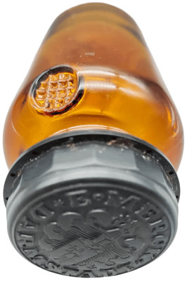 Vintage Amberglasflasche von E. Merck, Darmstadt aus den 1950er Jahren mit geprä