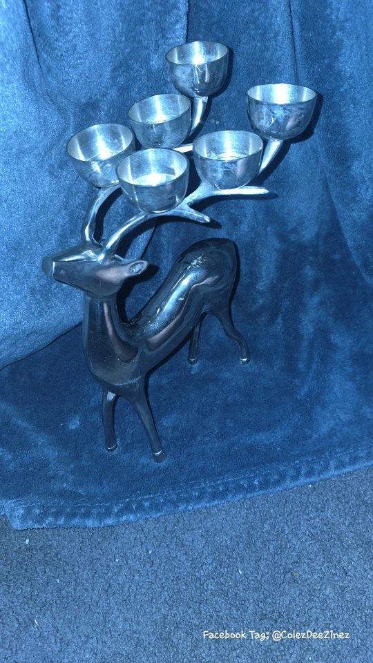 12" Pottery Barn Silver Plated 6 Point Reindeer Candelabra Candle Holder 2.12lbs - Image 2 of 4