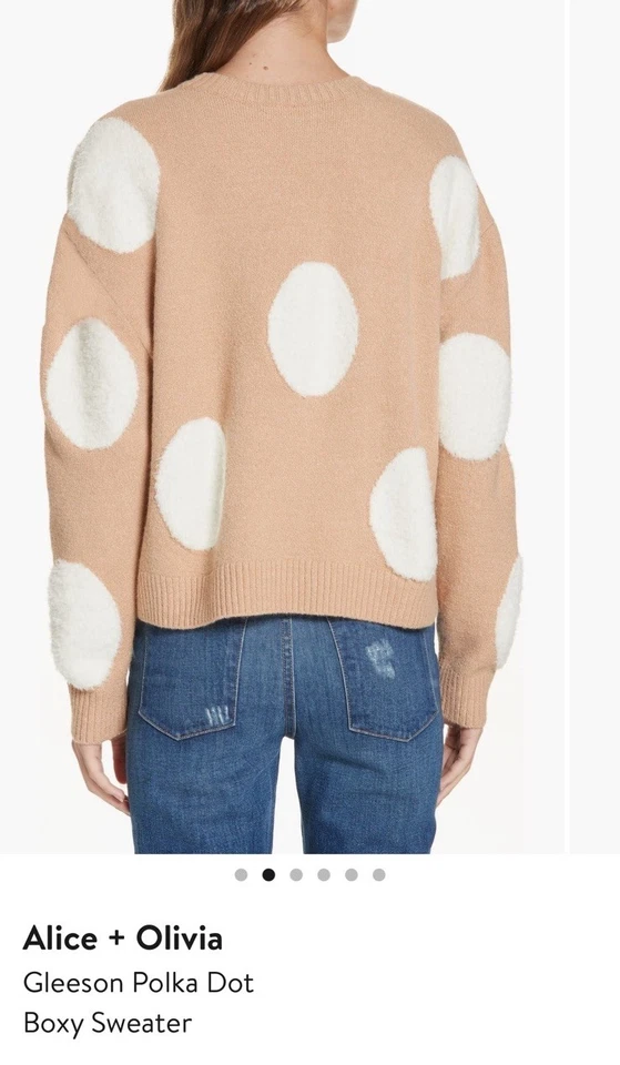 Suéter Pullover Pequeño Alice + Olivia Gleeson Mezcla Lana Lunares Blanco Tostado Foto 2 de 4
