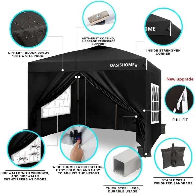 10'x10' Pop-Up Gazebo Canopy Tent with 4 Sidewalls - Perfect for Outdoor Events - Image 4 of 4