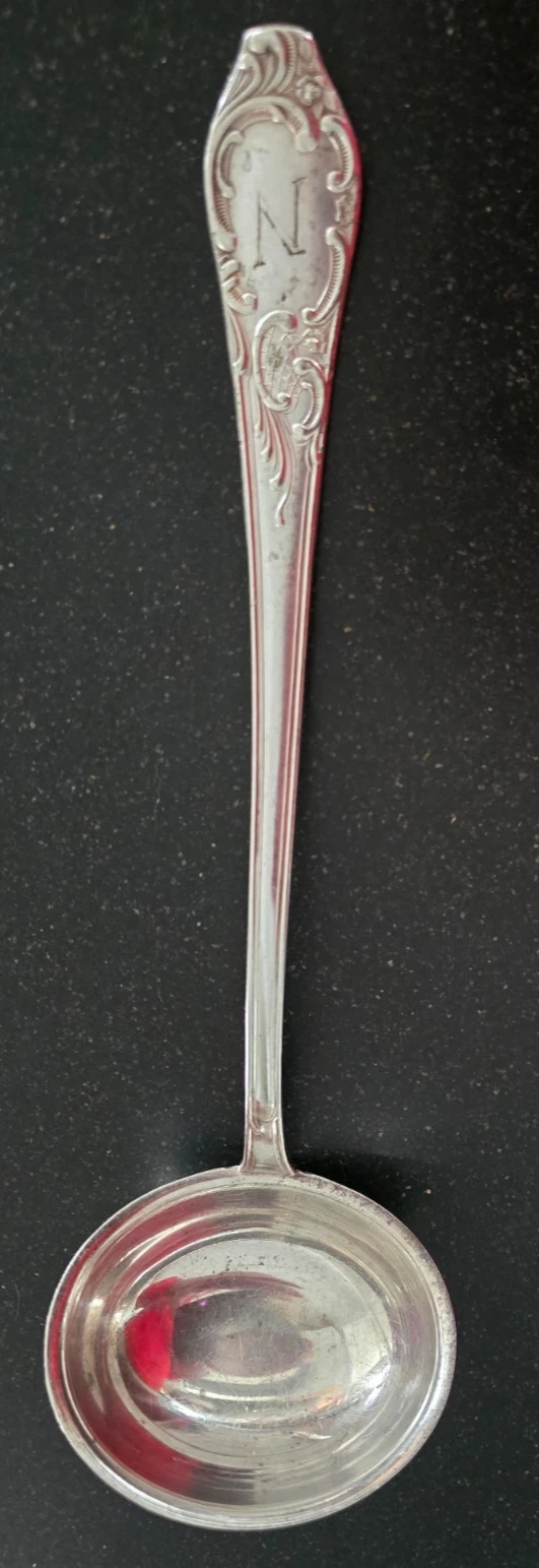 Vintage Silver Plated Large Ladle, Monogram "N"