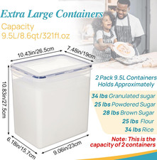 ComSaf Brown Sugar Container Set Of 2 (2.5L/2.6Qt), Airtight Food Storage Containers With Lids And Terra Cotta Brown Sugar Saver, Plastic Canisters Sets For Kitchen, Pantry Organizer For Flour, Baking - View #12