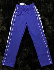 Adidas Double Waistband Side Snap Track Pants Blue and White Womens Size Small