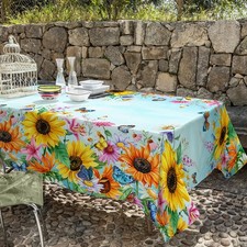 Table Cloth Flowers, Rectangle Tablecloth Spring Floral Butterfly 60x84 Textu...
