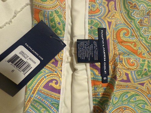 Gonna pantaloncino golf Ralph Lauren donna 6 arcobaleno multi paisley preppy zip laterale - Foto 3 di 5