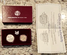 1992 USA Olympics Baseball Dollar & Gymnastics Half Commemorative BU/UNC OGP COA