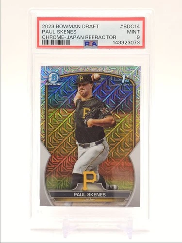 PAUL SKENES 2023 BOWMAN CHROME DRAFT 1ST JAPAN REFRACTOR PSA 9 Q4920