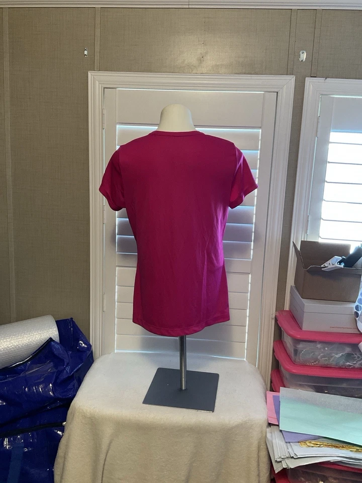 DANSKIN NOW Hot Pink T-Shirt Woman Size XL Short Sleeve Loose Fit Crew Neck - Image 3 of 4