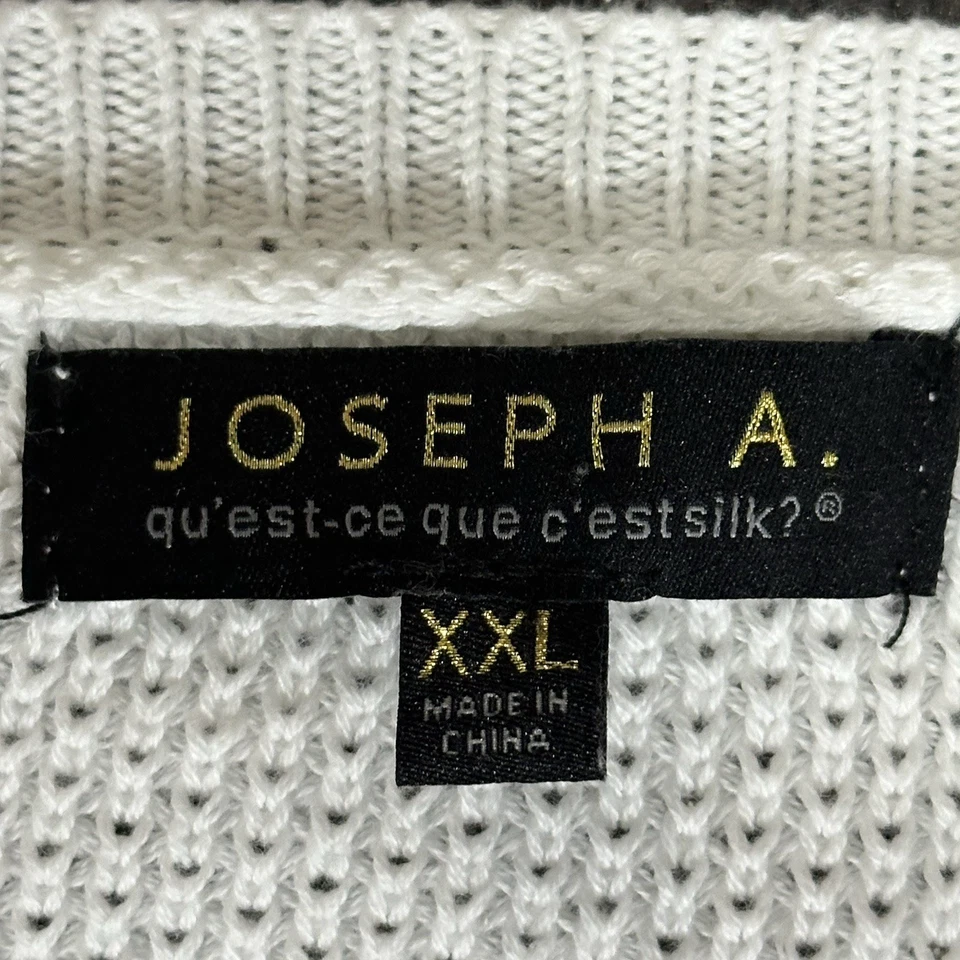 Suéter Joseph A. Crochet Abuelita Cuadrados Talla XXL Blanco Algodón Tejido Boho Hippy Foto 2 de 4