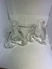 Rare Vintage Pair Signed Steuben Crystal Candle Holders 8234
