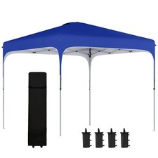 Outsunny Pop Up Gazebo Foldable with Wheeled Carry Bag and 4 Weight Bags, Blue
