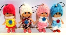 Lot of 4 Plastic Dolls For Phone, Purse, Backpack Charm Strap - NWOT  36 