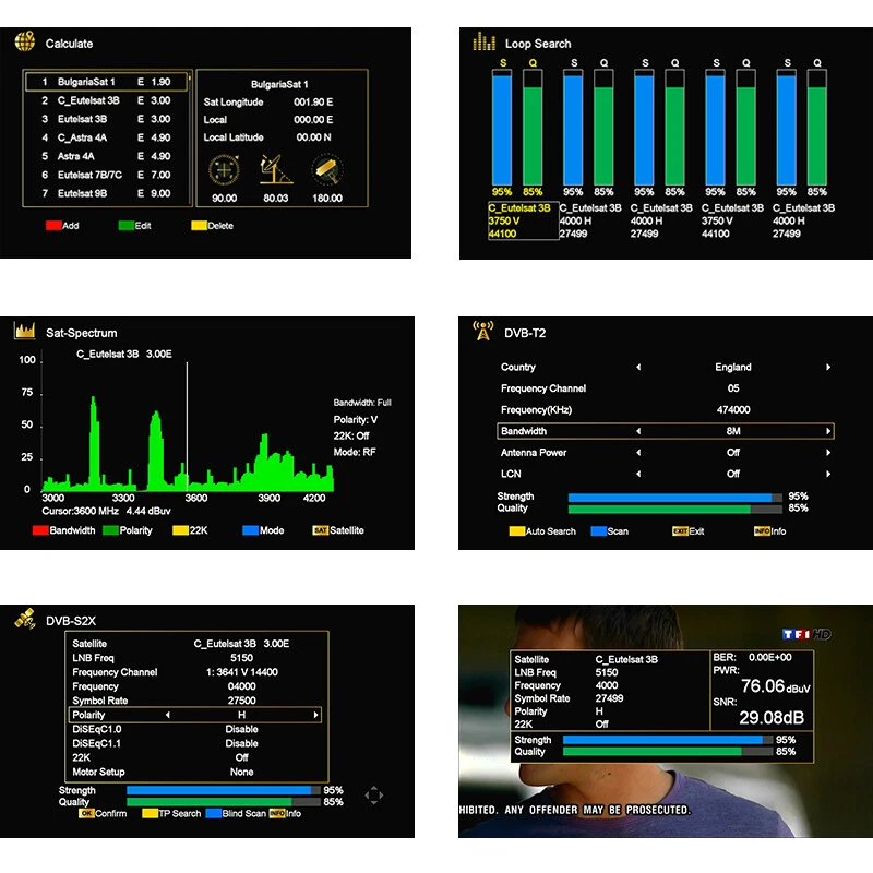 Pointeur Satellites Finder Instrument combiné portatif DVB-T2/S2X/C H.265 10Bit  - Photo 4/4