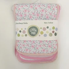 NEW 4 Burp Cloths Drool Bibs Girls Pink Floral | Little Me