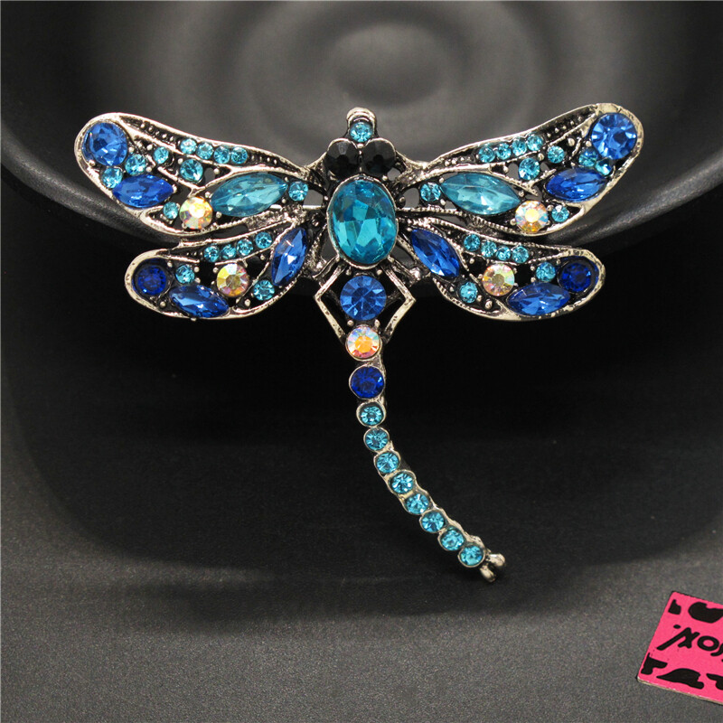 New Blue Bling Cute Dragonfly Crystal Fashion Women Charm Brooch