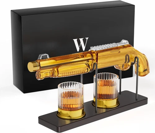 Whiskey Decanter Sets for Men, 20.3 Oz Set with 2 Glasses, Gifts... 