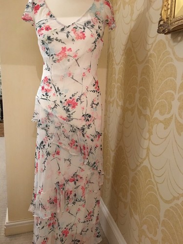 NEW M\u0026S PER UNA IVORY PINK GREEN FLORAL 