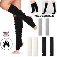 Women Ballet Yoga Socks Girls Toeless Training Dance Knit Winter Leg Warmers USA