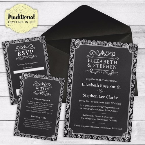 Wedding /Evening invitation Set, - RSVP cards, Poem cards and Info cards (W1) - Picture 27 of 48
