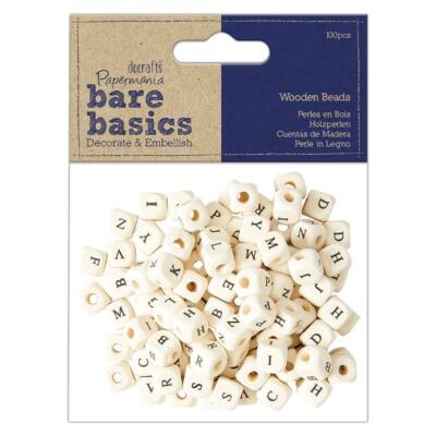 100 Papermania Bare Basics Alphabete Bedruckt Holzperlen Schmuckherstellung Basteln