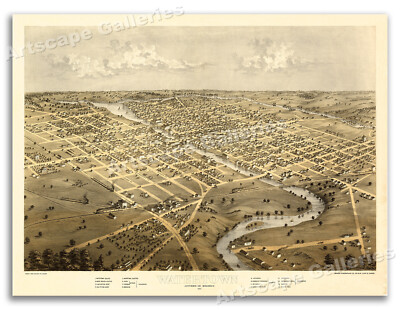 Watertown Wisconsin 1867 Historic Panoramic Town Map - 20x28