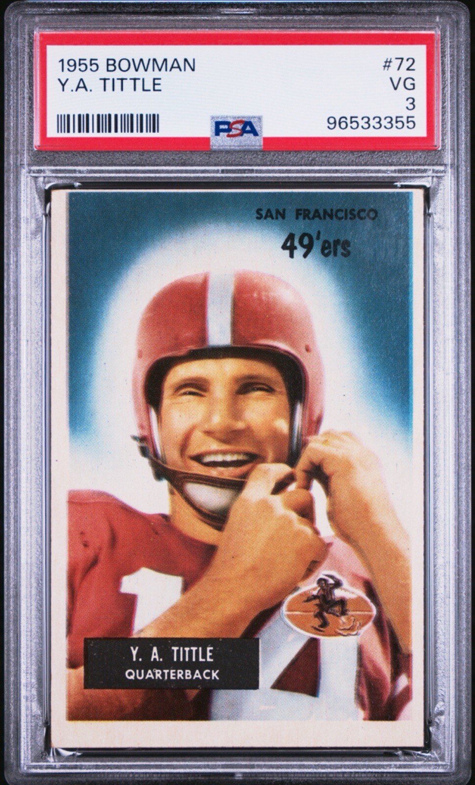 1955 Bowman #72 Y.A. TITTLE PSA 3 VG HOF Newly Graded Beautiful Coloring POP 30! view 1