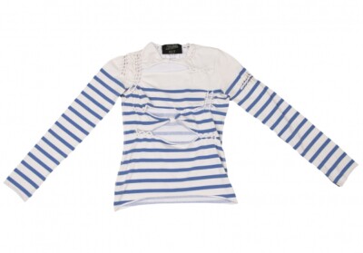 Jean-Paul GAULTIER MAILLE FEMME Stripe Knot Design T Shirt Jean-Paul GAULTIER MAILLE FEMME Stripe Knot Design T Shirt