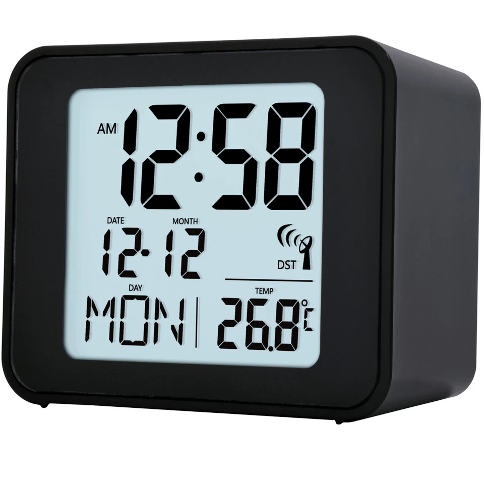 Acctim Cole Digital Alarm Clock Radio Controlled Date Temperature Display Black - Image 2 of 4