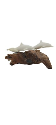 John Perry Dolphin Drift Wood Figurine Home Decor Sculpture 