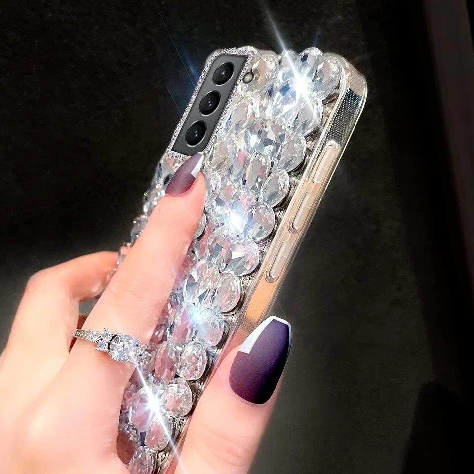 Women Bling Diamond 3D Sparkle Crystal Clear Stones Back Phone Case For Nokia/LG - Image 2 of 4