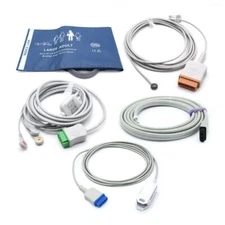 GE Marquette Accessories Kit Bundle - Cuff, Hose, SpO2, ECG, Temperature
