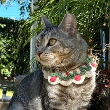 Pet Cat Dog Collar Cute Crochet Decorative Knit Bandana fits 11-to-18-inch neck