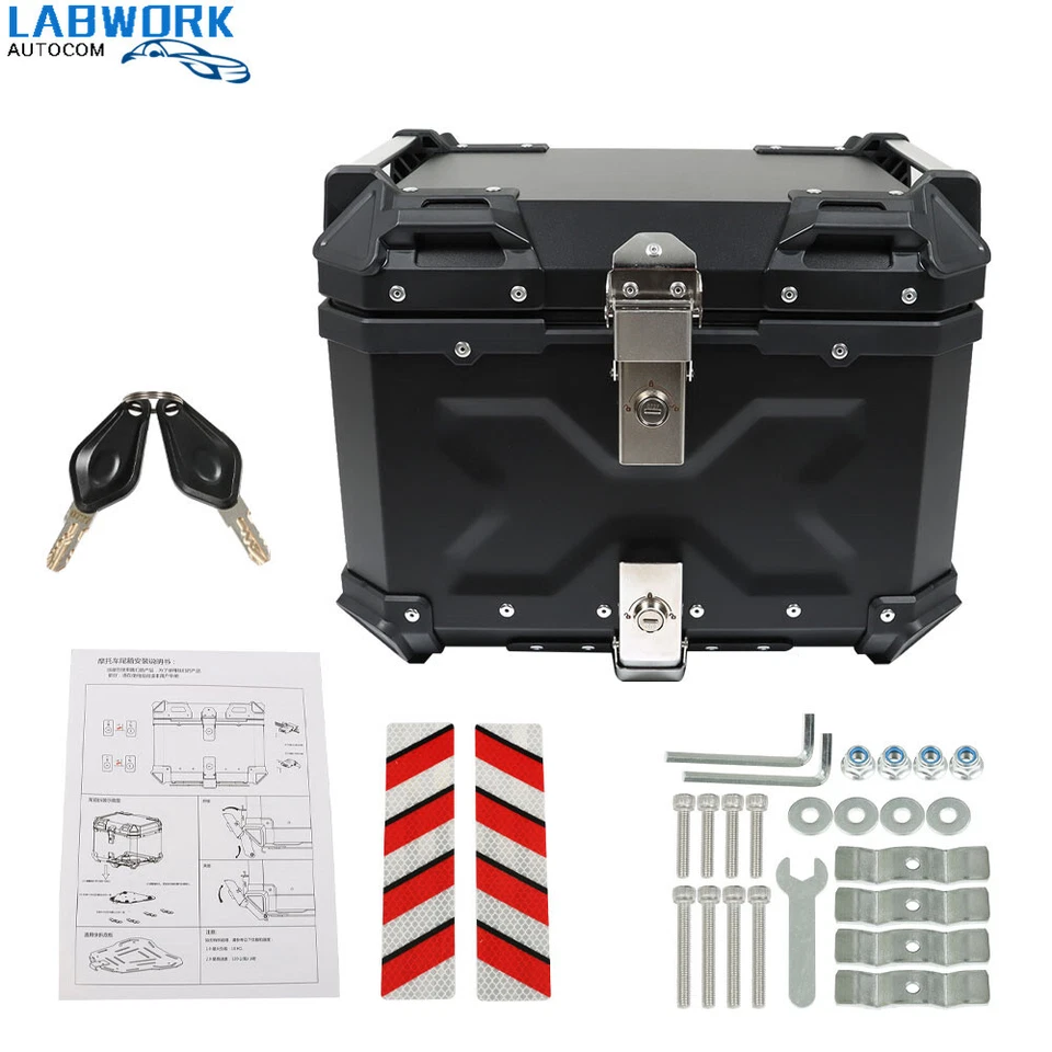 Motorcycle 36L Side Case Hard Saddlebag + 45L Top Case Tail Box Luggage Aluminum Foto 4 de 4