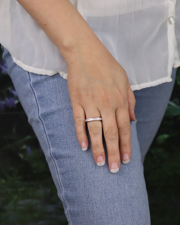 18k Rose Gold Over Sterling Silver Sparkly Cubic Zirconia Band Ring Size 7 1/4 - Image 4 of 4