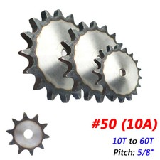 Pitch 5/8" Flat Chain Sprockets 10T-60T Fit for #50 (10A) Simplex Roller Chains