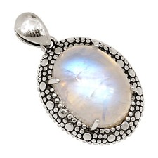Natural Rainbow Moonstone - India 925 Sterling Silver Pendant Jewelry ALLP-29159