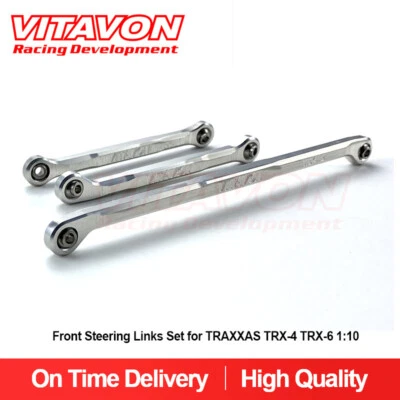 Vitavon CNC Alu7075 Front Steering Links Set For TRAXXAS TRX-4 TRX-6 1:10 Silver