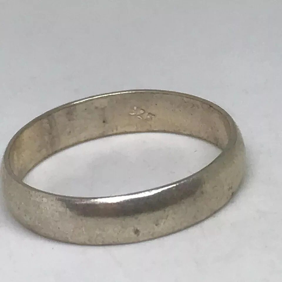 Wedding Band Ring For Men 14k White Gold Over 925 Sterling Silver-image