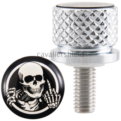 Chrome Skull Knurled Seat Fender Mount Bolt For Harley Touring 1996-Up – 32mm, 1/4"-20