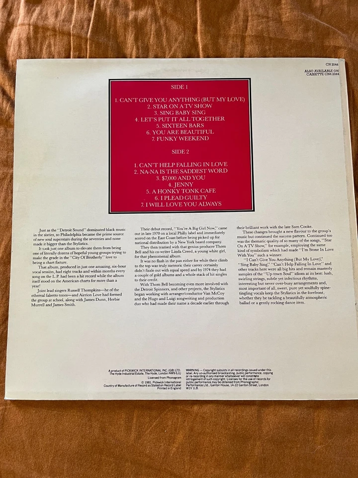 The Stylistics – All About Love Sampler 1981 NEAR MINT Professionally Cleaned - Bild 2 von 4