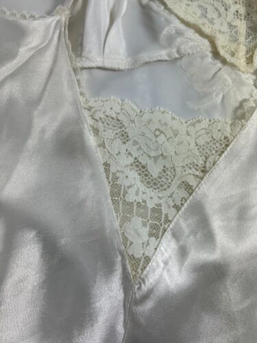 Vintage 90s Victorias Secret Camisole Size Large Cami Lace White Satin Dessous - Bild 8 von 9
