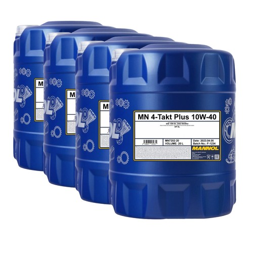 80 Liter (4x20) MANNOL 4-Takt Plus 10W-40 7202 API SL Motorradöl - Bild 1 von 2