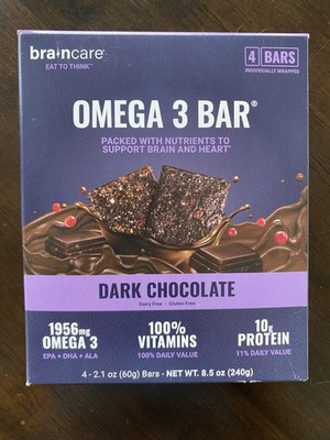 Omega 3 Fig Bars, Fish Oil Alternative, Dark Chocolate Gluten-Free Protein Snack