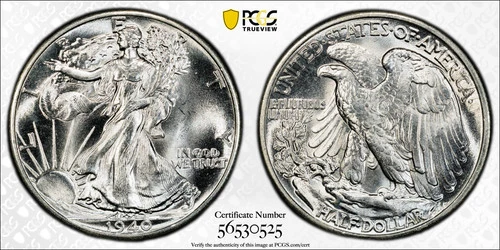 1940 50C PCGS MS67 CAC Walking Liberty Half Dollar 56530525