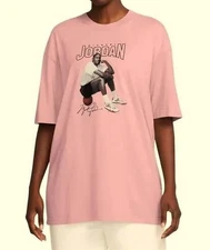 Women's MICHAEL AIR JORDAN NIKE 90's OVERSIZED FIT Pink T-Shirt Size SMALL *D8